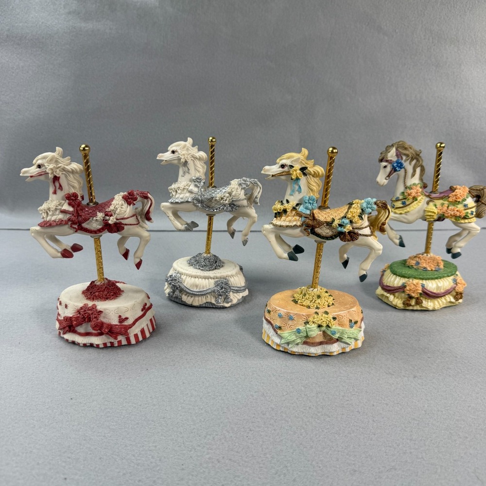 Heritage House Carousel Horse Musical Melodies County Fair Collection Lot Of 4